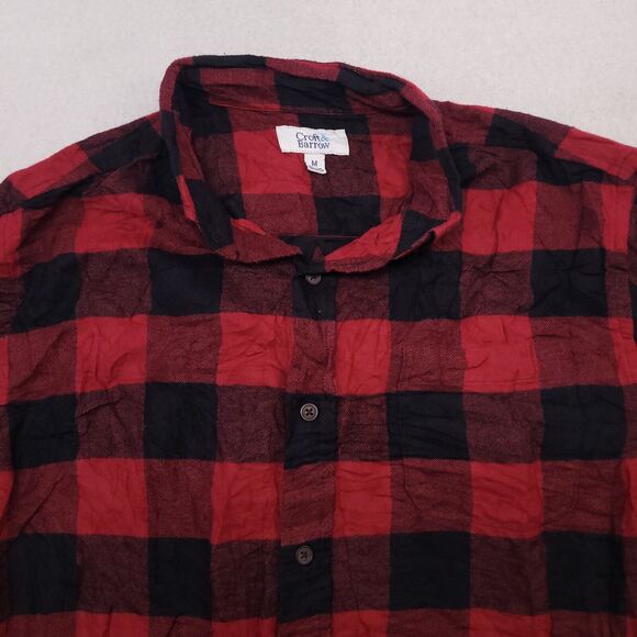 Croft & Barrow Buffalo Check Flannel Button Up Shirt Mens Size Medium M Red - Picture 1 of 10